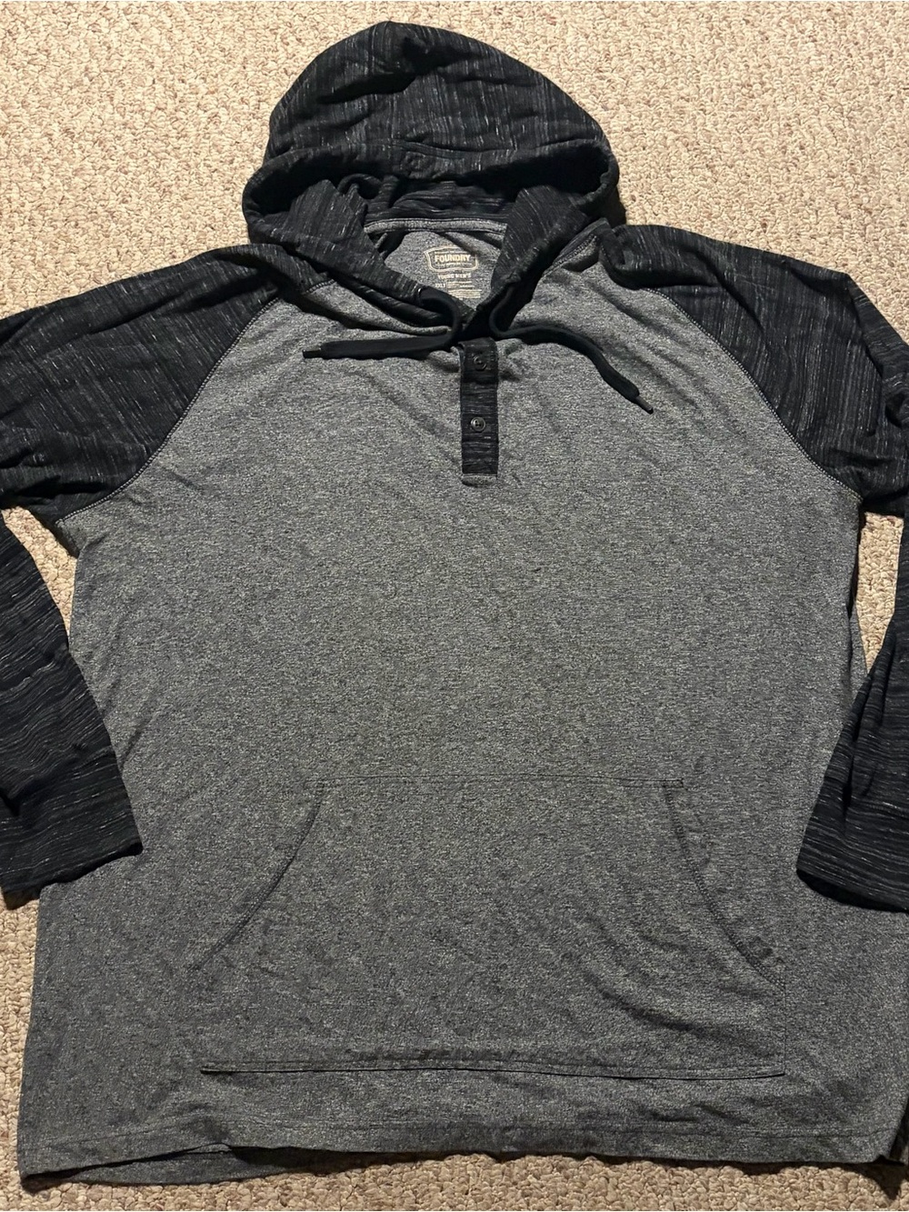 The Foundry Supply Co. Men's Two-Tone Hooded Henley - 2XLT